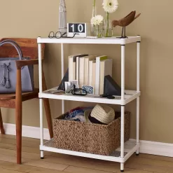 Design Ideas 3419301 White 3-Tier Metal Garage Storage Shelving Unit (24 in. W x 32 in. H x 14 in. D)