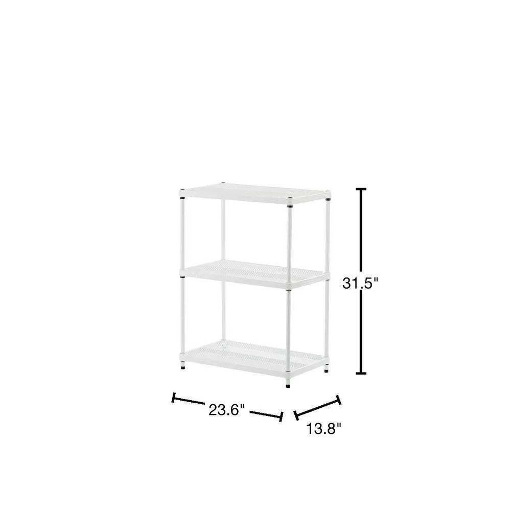 Design Ideas 3419301 White 3-Tier Metal Garage Storage Shelving Unit (24 in. W x 32 in. H x 14 in. D)