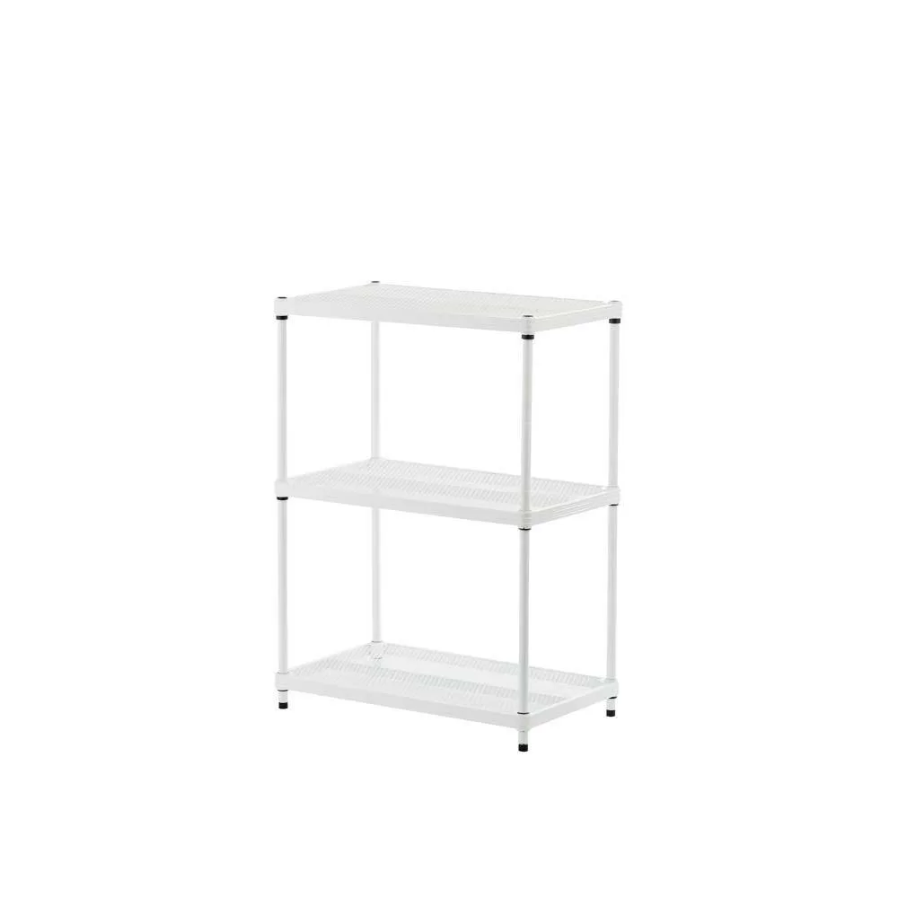 Design Ideas 3419301 White 3-Tier Metal Garage Storage Shelving Unit (24 in. W x 32 in. H x 14 in. D)