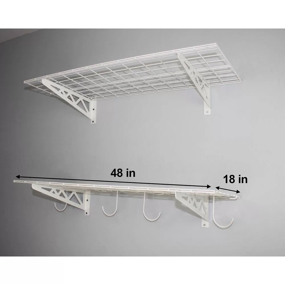 SafeRacks SR-WS1 18x48-W 18 in. x 48 in. Industrial Steel Wall Shelves (2 Pack)
