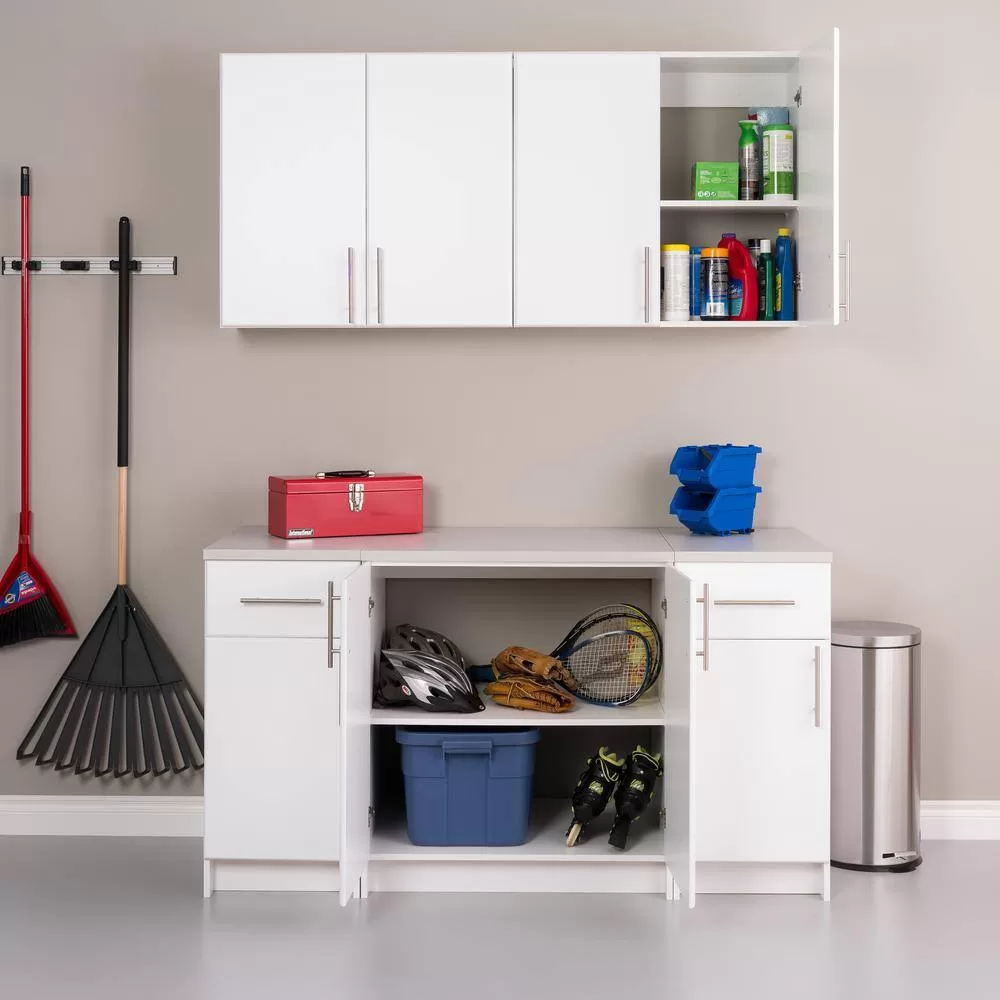 Prepac WEW-3230 Composite Wall Mounted Garage Cabinet in White (32 in. W x 30 in. H x 12 in. D)