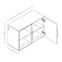 Prepac WSUW-0708-1 HangUps Collection Wood 2-Shelf Wall Mounted Garage Cabinet in White (36 in W x 24 in H x 16 in D)