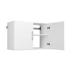 Prepac WSUW-0708-1 HangUps Collection Wood 2-Shelf Wall Mounted Garage Cabinet in White (36 in W x 24 in H x 16 in D)