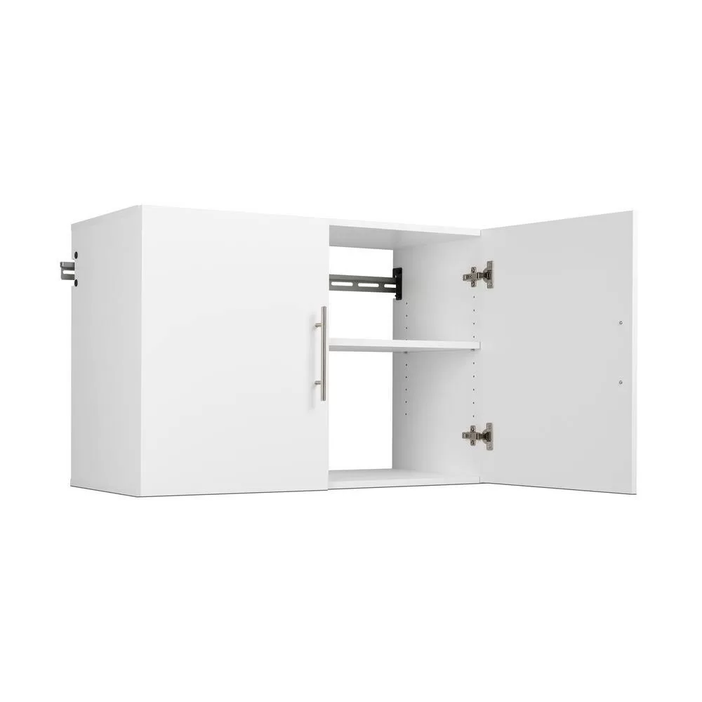 Prepac WSUW-0708-1 HangUps Collection Wood 2-Shelf Wall Mounted Garage Cabinet in White (36 in W x 24 in H x 16 in D)