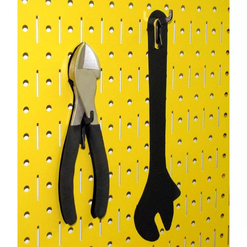 Wall Control 30WRK400YB 32 in. x 48 in. Metal Pegboard Standard Tool Storage Kit with Yellow Pegboard and Black Peg Accessories