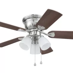 Harbor Breeze Centreville 42-in Brushed Nickel Indoor Flush Mount Ceiling Fan with Light (5-Blade)