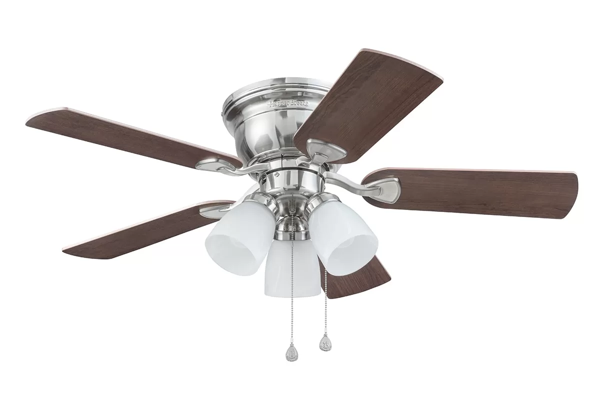 Harbor Breeze Centreville 42-in Brushed Nickel Indoor Flush Mount Ceiling Fan with Light (5-Blade)