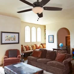 Harbor Breeze Coastal Creek 52-in Bronze Indoor Downrod or Flush Mount Ceiling Fan with Light (5-Blade)