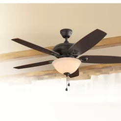 Harbor Breeze Coastal Creek 52-in Bronze Indoor Downrod or Flush Mount Ceiling Fan with Light (5-Blade)