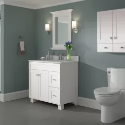 Diamond NOW Palencia 36-in White Bathroom Vanity Base Cabinet without Top