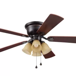 Harbor Breeze Centreville 52-in Oil-Rubbed Bronze Indoor Flush Mount Ceiling Fan with Light (5-Blade)