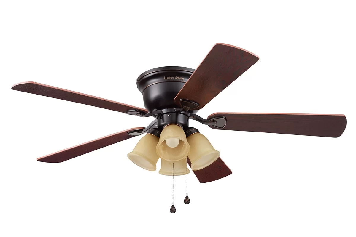 Harbor Breeze Centreville 52-in Oil-Rubbed Bronze Indoor Flush Mount Ceiling Fan with Light (5-Blade)