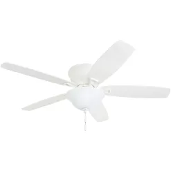Honeywell Glen Alden 52-in White Indoor Flush Mount Ceiling Fan with Light (5-Blade)