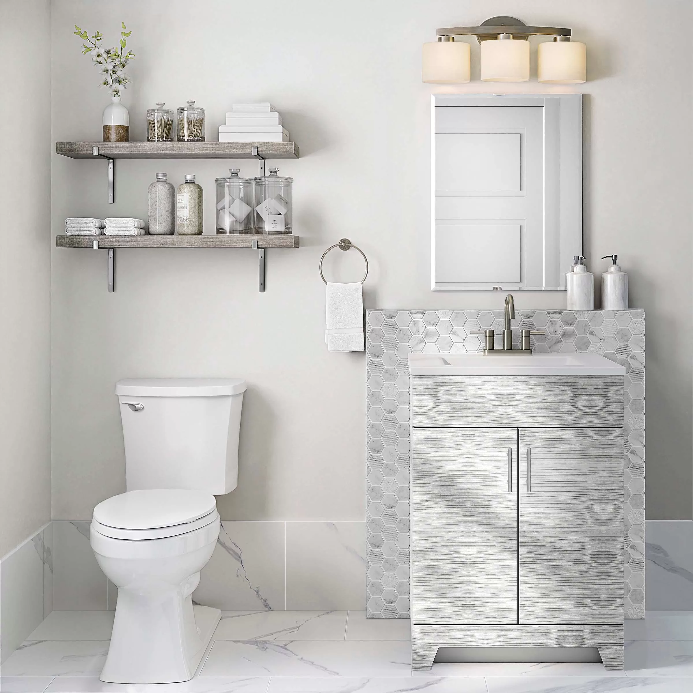 Style Selections Tierra 24-in White Single Sink Bathroom Vanity with White Cultured Marble Top