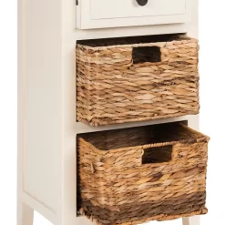 Safavieh Everly 15-in W x 27.6-in H Distressed White Wood Coastal End Table with Storage Fully Assembled
