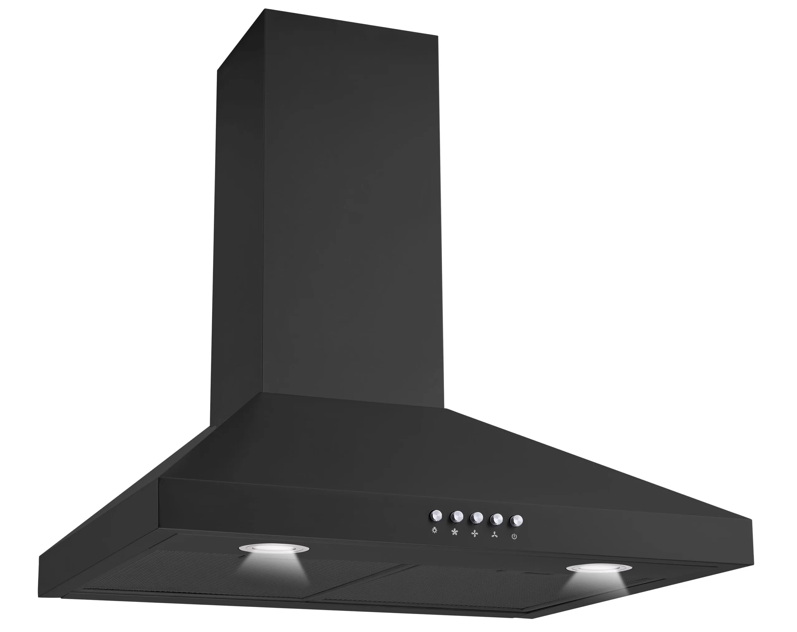 Winflo 30-in 284-CFM Convertible Black Wall-Mounted Range Hood with Charcoal Filter
