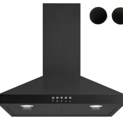 Winflo 30-in 284-CFM Convertible Black Wall-Mounted Range Hood with Charcoal Filter