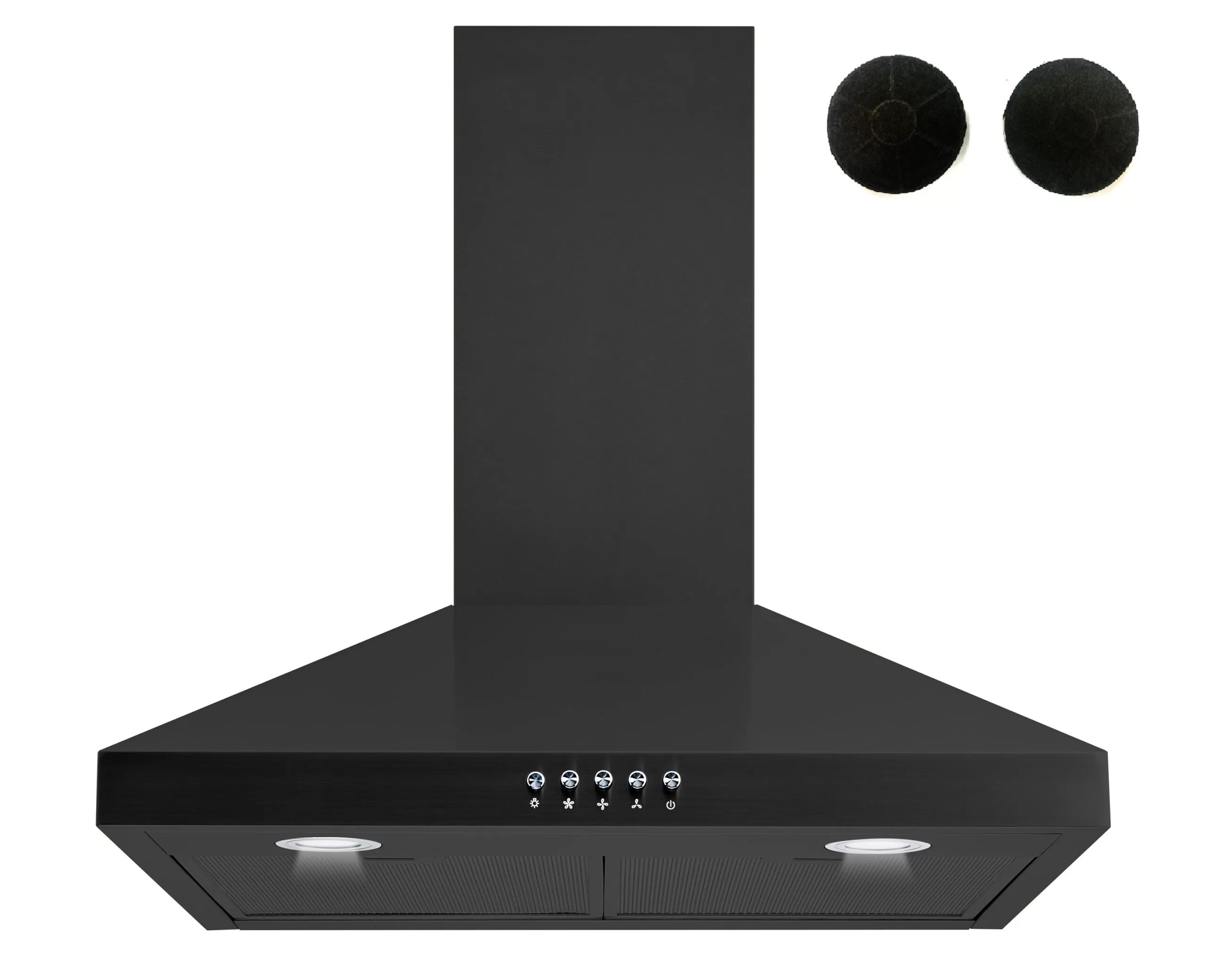 Winflo 30-in 284-CFM Convertible Black Wall-Mounted Range Hood with Charcoal Filter