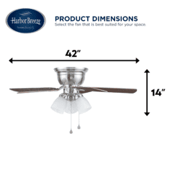 Harbor Breeze Centreville 42-in Brushed Nickel Indoor Flush Mount Ceiling Fan with Light (5-Blade)