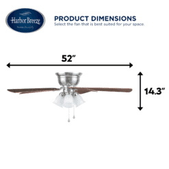 Harbor Breeze Centreville 52-in Brushed Nickel Indoor Flush Mount Ceiling Fan with Light (5-Blade)