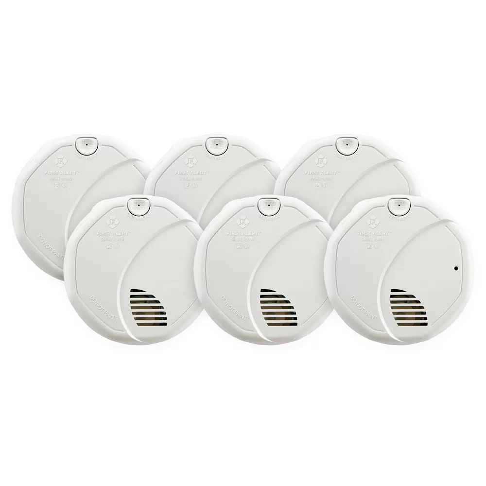 First Alert Brk 6-Pack Hardwired Photoelectric Sensor Ionization Sensor Smoke Detector