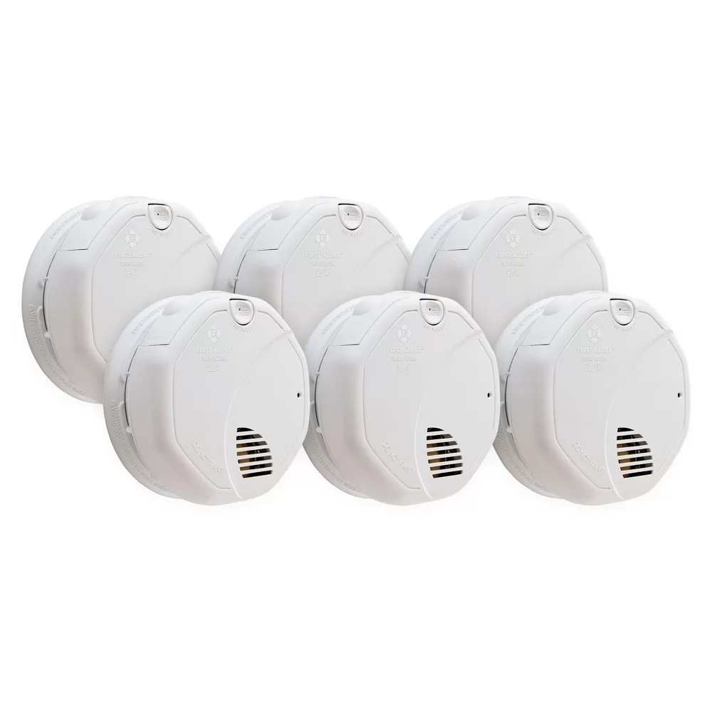 First Alert Brk 6-Pack Hardwired Photoelectric Sensor Ionization Sensor Smoke Detector