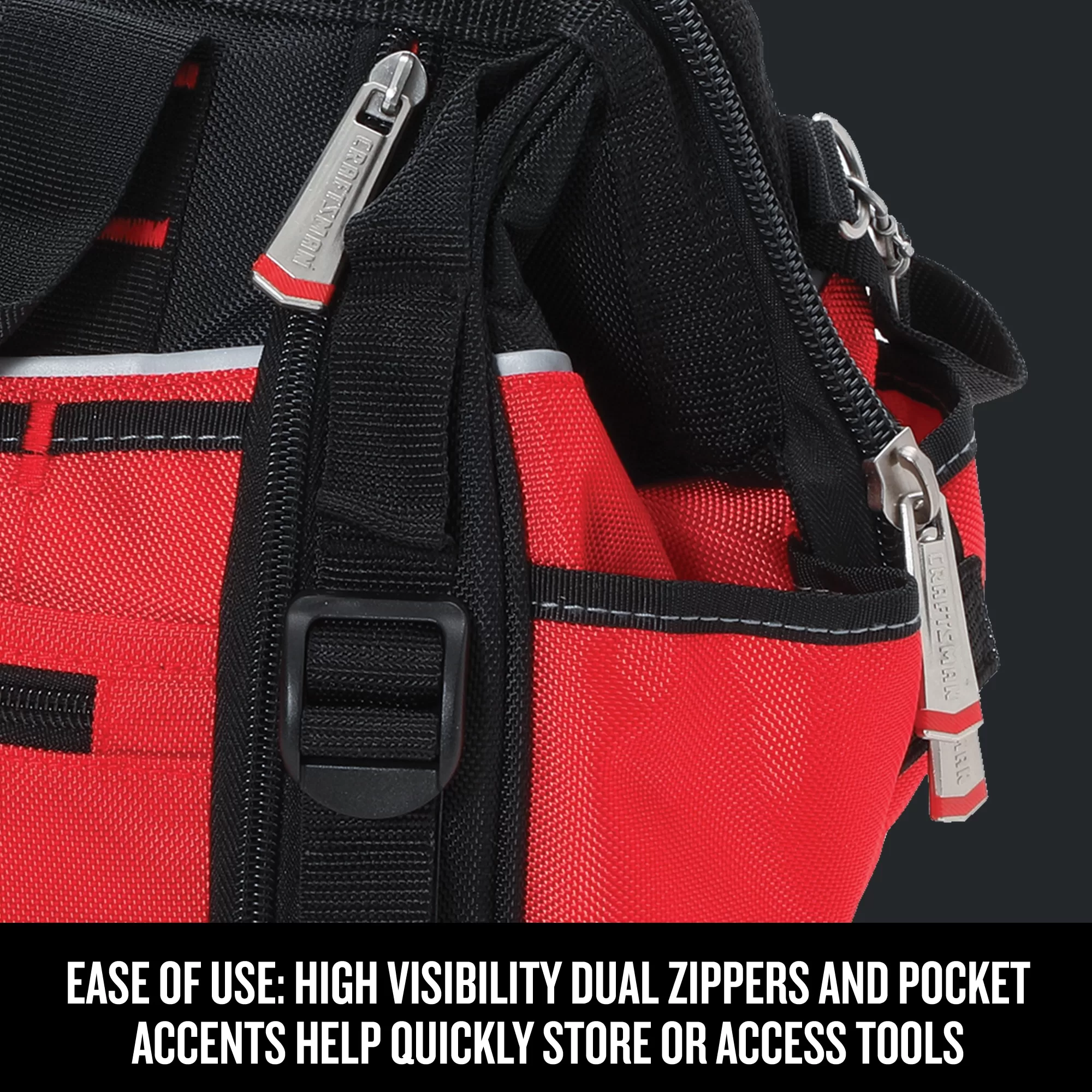 CRAFTSMAN VERSASTACK Red/Black Polyester 17-in Zippered Tool Bag