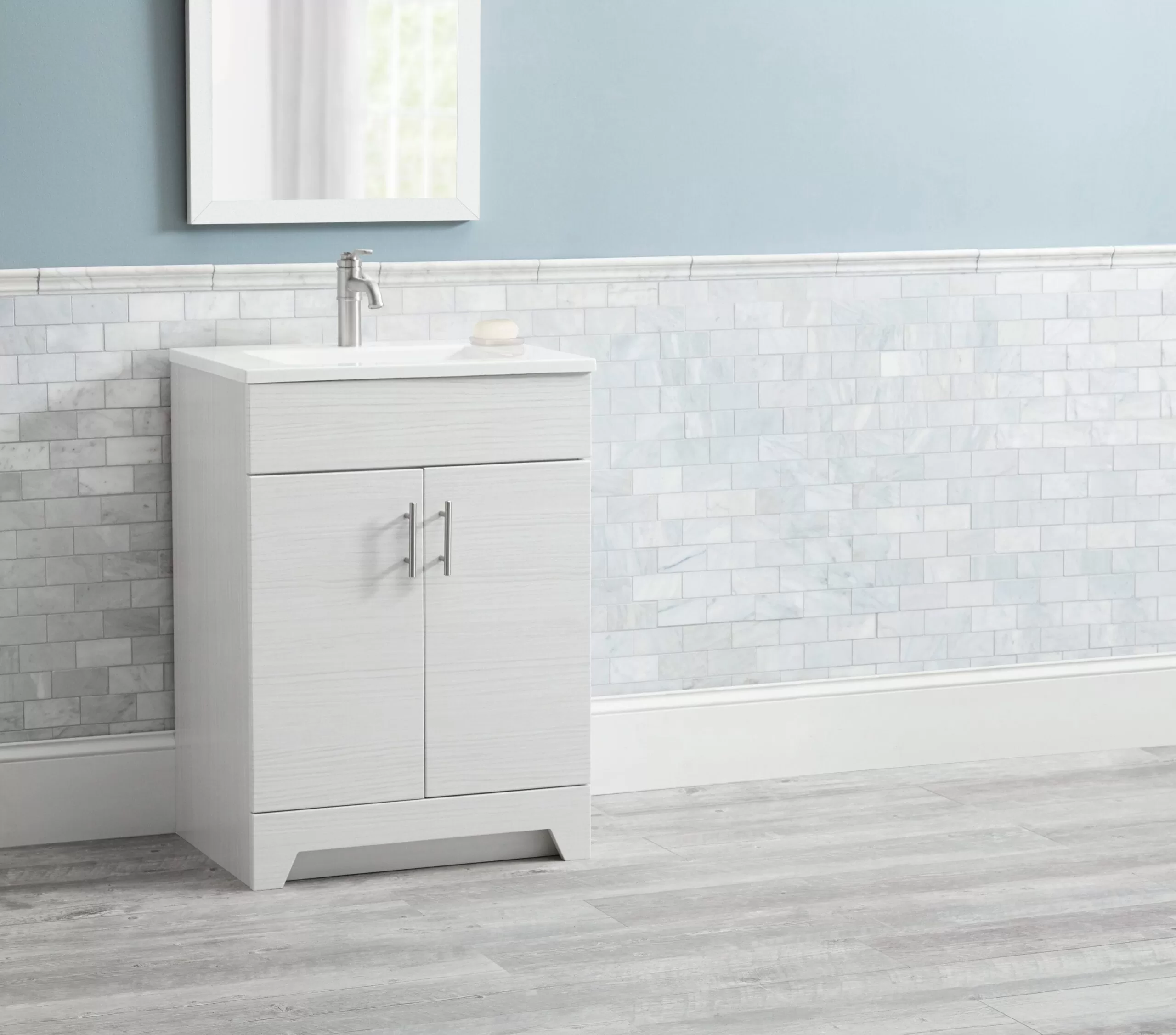 Style Selections Tierra 24-in White Single Sink Bathroom Vanity with White Cultured Marble Top