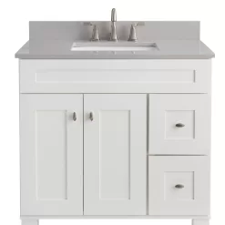 Diamond NOW Palencia 36-in White Bathroom Vanity Base Cabinet without Top