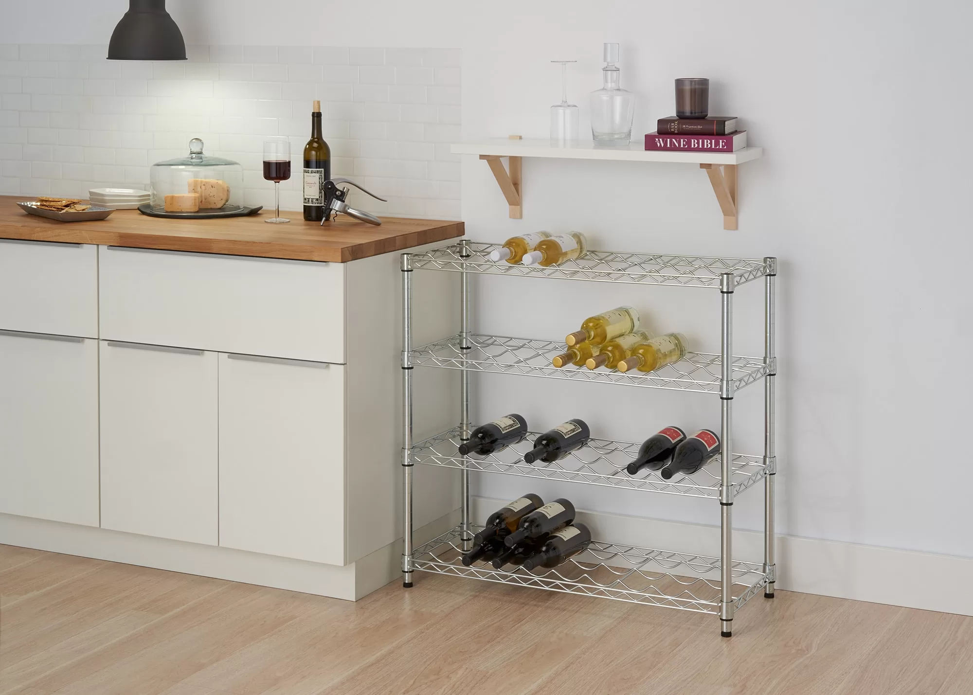 TRINITY 36-Bottle Chrome Color Metal Stackable Wine Rack