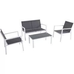 Hanover Naples 4-Piece Patio Conversation Set with Tan