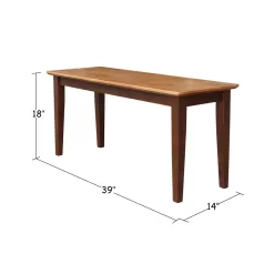 International Concepts Mission/Shaker Cinnamon/Espresso Accent Bench 39-in x 14-in x 18-in