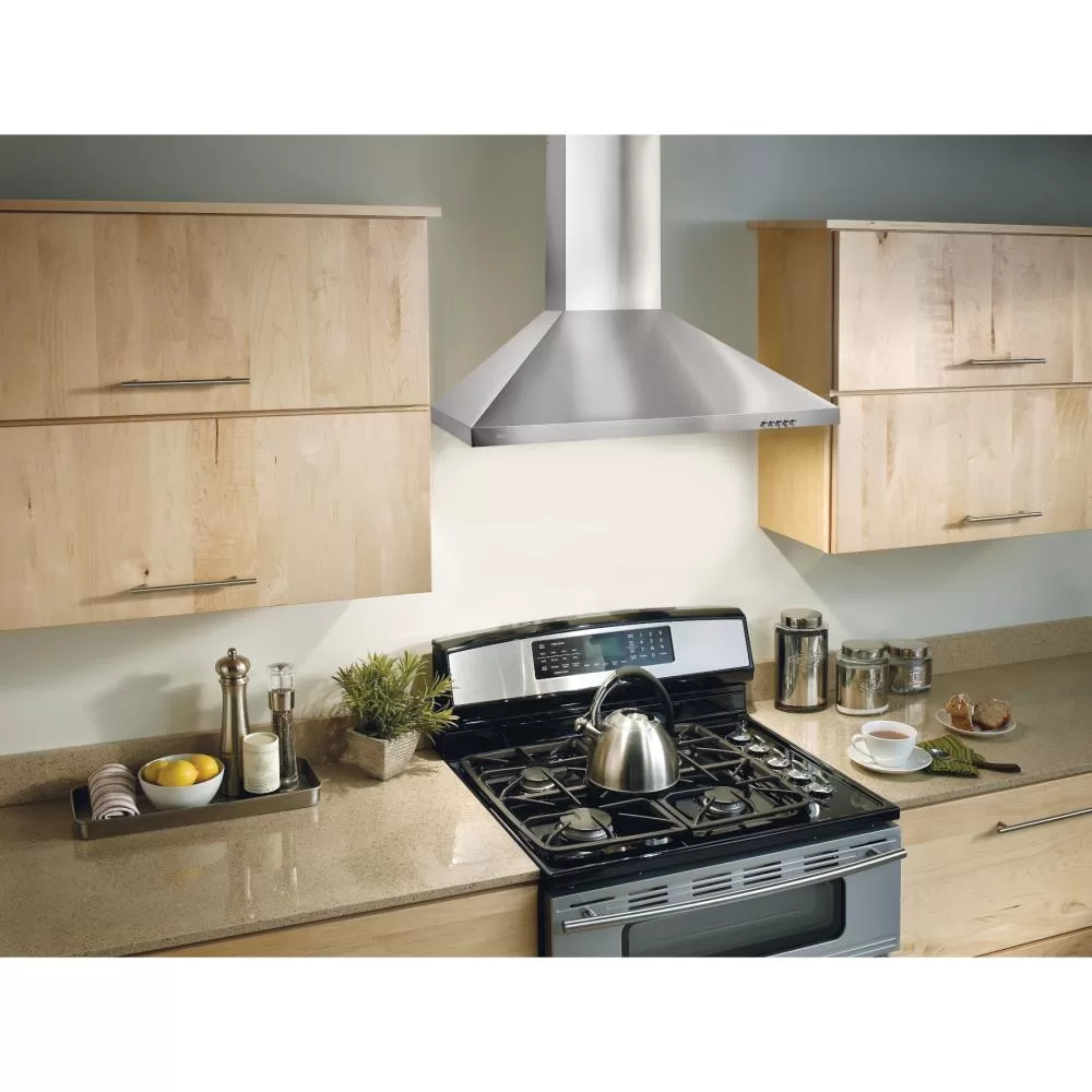 Broan 30-in 390-CFM Convertible Stainless Steel Wall-Mounted Range Hood