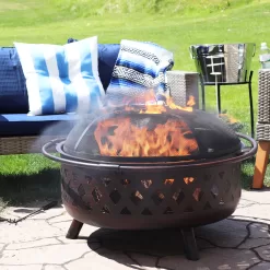 Sunnydaze Decor 36-in W Oil Rubbed Bronze Steel Wood-Burning Fire Pit