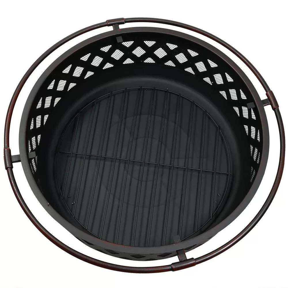 Sunnydaze Decor 36-in W Oil Rubbed Bronze Steel Wood-Burning Fire Pit