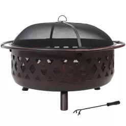Sunnydaze Decor 36-in W Oil Rubbed Bronze Steel Wood-Burning Fire Pit