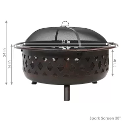 Sunnydaze Decor 36-in W Oil Rubbed Bronze Steel Wood-Burning Fire Pit