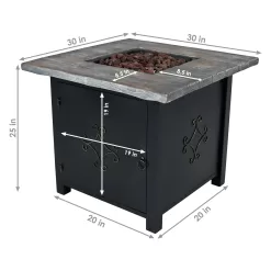 Sunnydaze Decor 30-in W 40000-BTU Black Faux Stone Propane Gas Fire Pit Table