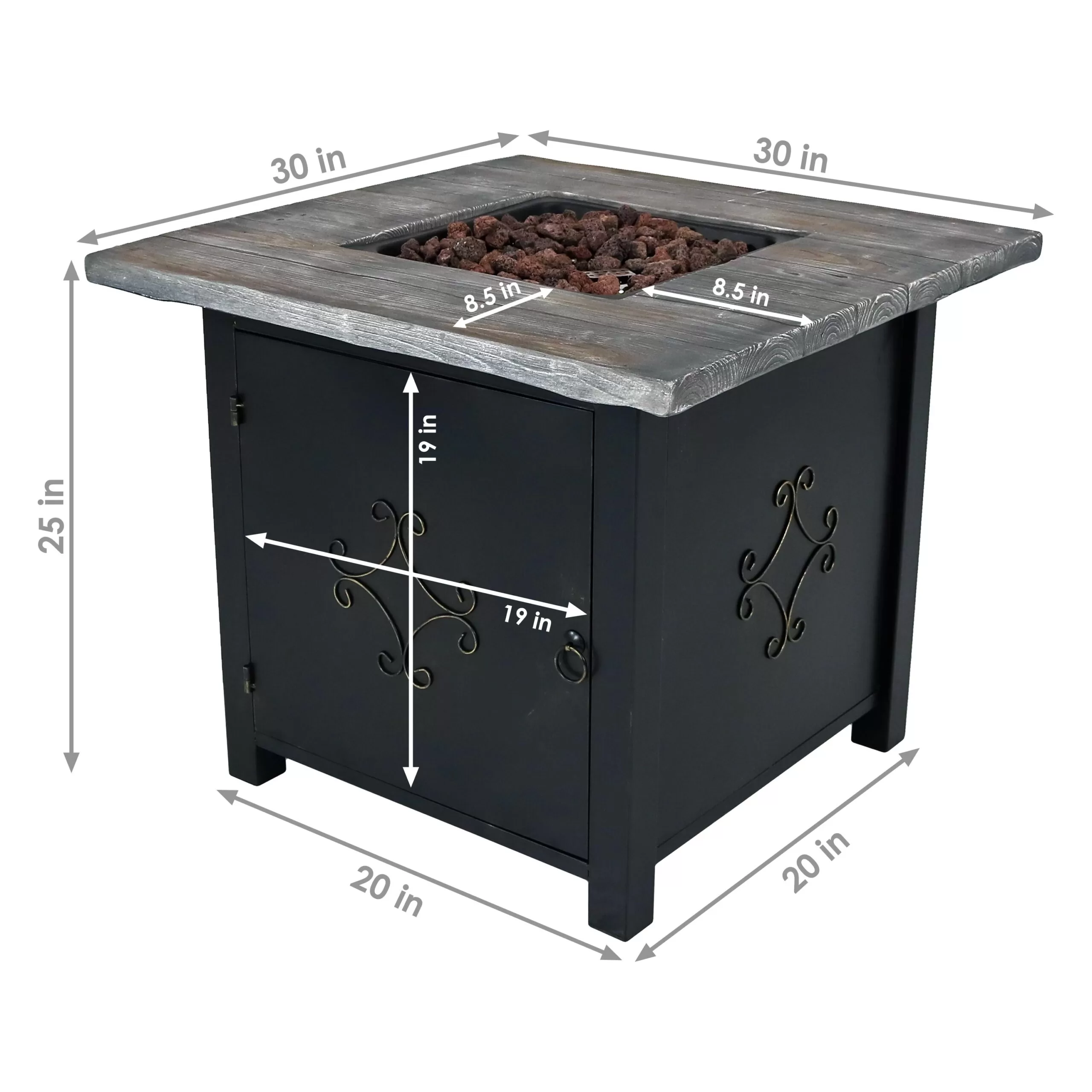Sunnydaze Decor 30-in W 40000-BTU Black Faux Stone Propane Gas Fire Pit Table