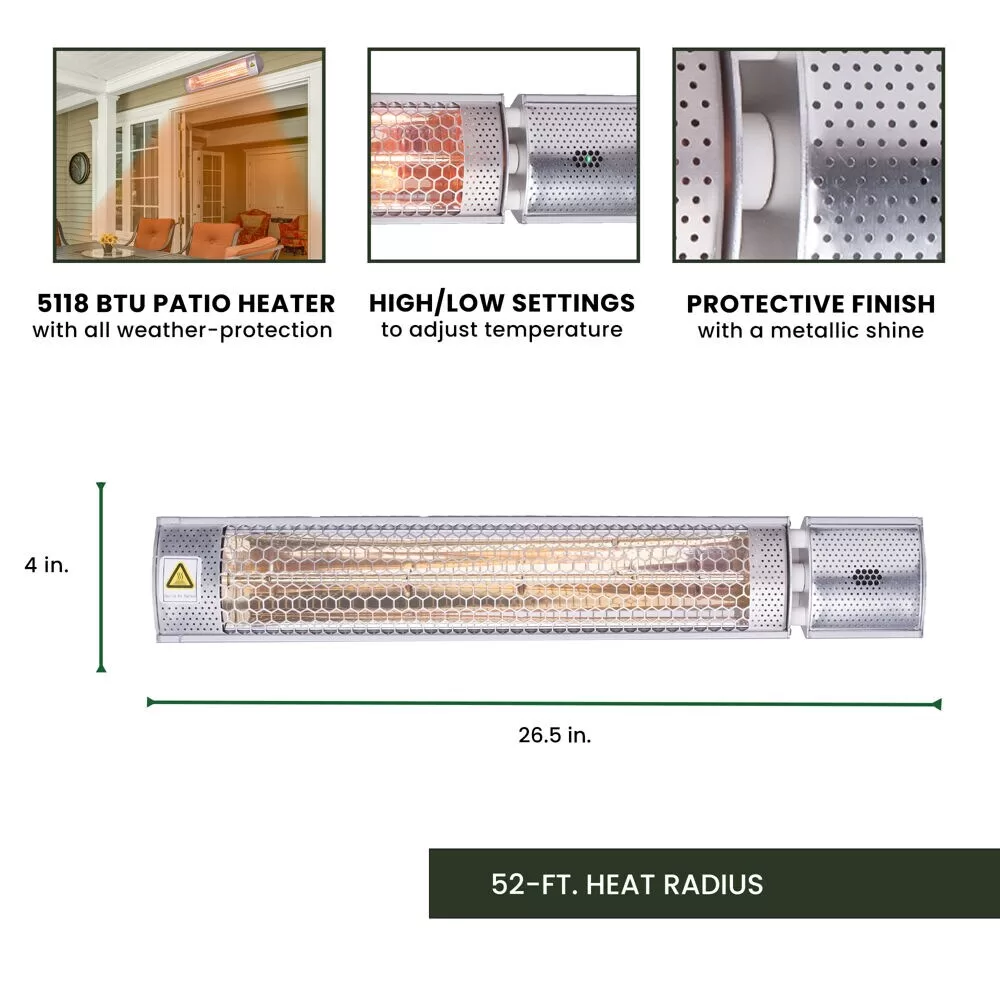 Hanover 5118-BTU 120-Volt Silver Stainless Steel Electric Patio Heater