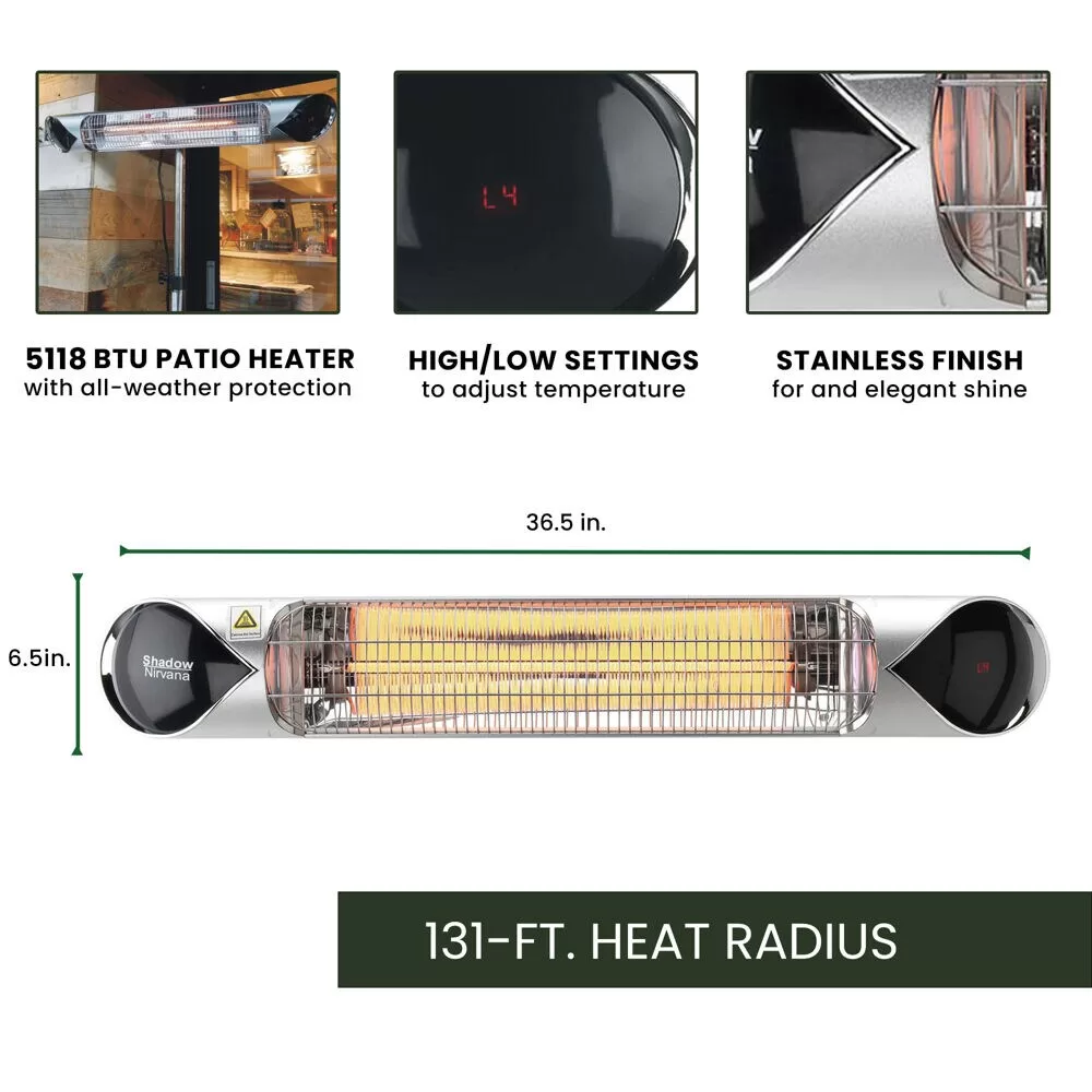 Hanover 5118-BTU 120-Volt Silver Stainless Steel Electric Patio Heater