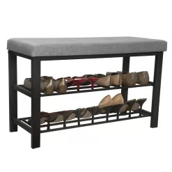 Simplify Modern Black Storage Bench with Storage 32-in x 12.6-in x 18-in