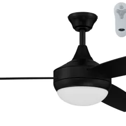 Harbor Breeze Beach Creek 44-in Matte Black Integrated LED Indoor Downrod or Flush Mount Ceiling Fan with Light and Remote (3-Blade)