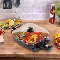 brentwood 12-in L x 12-in W 1300-Watt Non-stick Electric Skillet