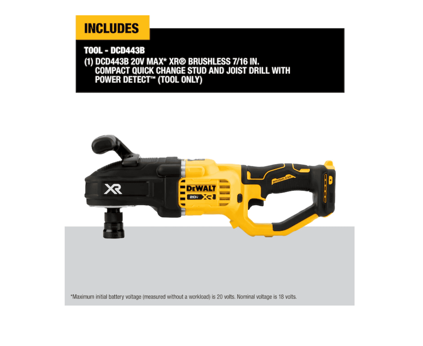 DEWALT DCD443B XR POWER DETECT 20-volt Max 7/8-in Brushless Right Angle Cordless Drill