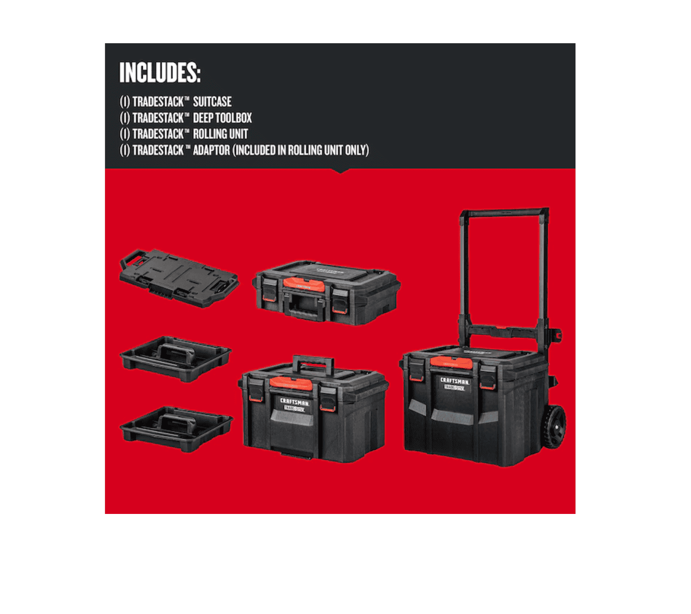 CRAFTSMAN CMST60420 TradeStack System Tower 22-in Black Plastic Wheels Lockable Tool Box