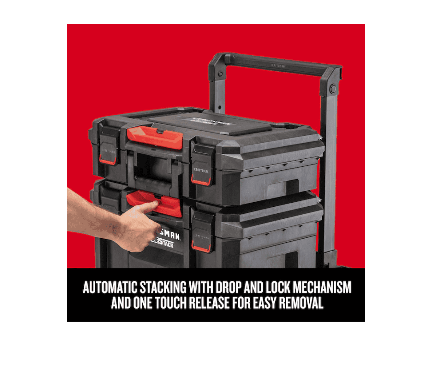 CRAFTSMAN CMST60420 TradeStack System Tower 22-in Black Plastic Wheels Lockable Tool Box