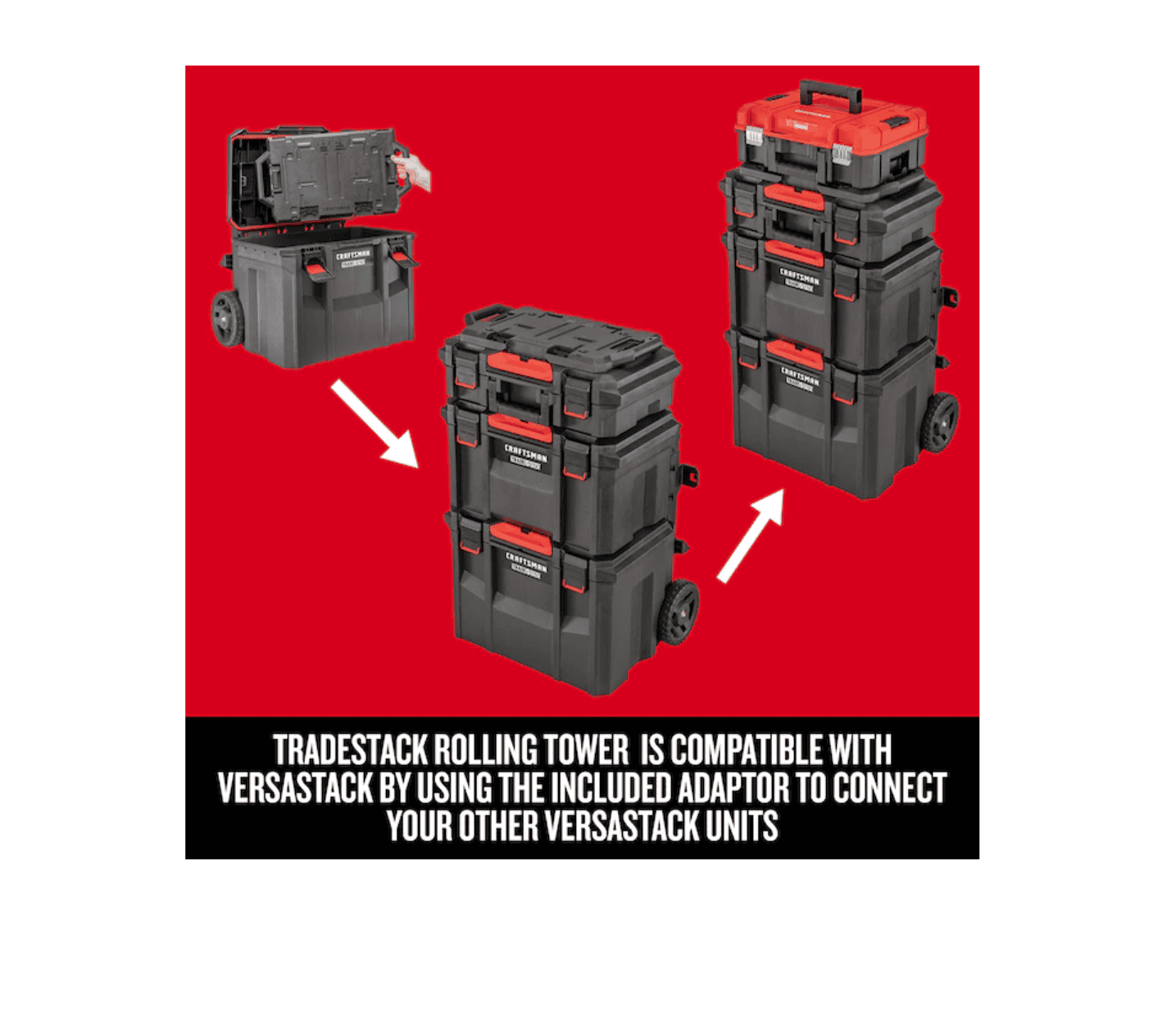 CRAFTSMAN CMST60420 TradeStack System Tower 22-in Black Plastic Wheels Lockable Tool Box