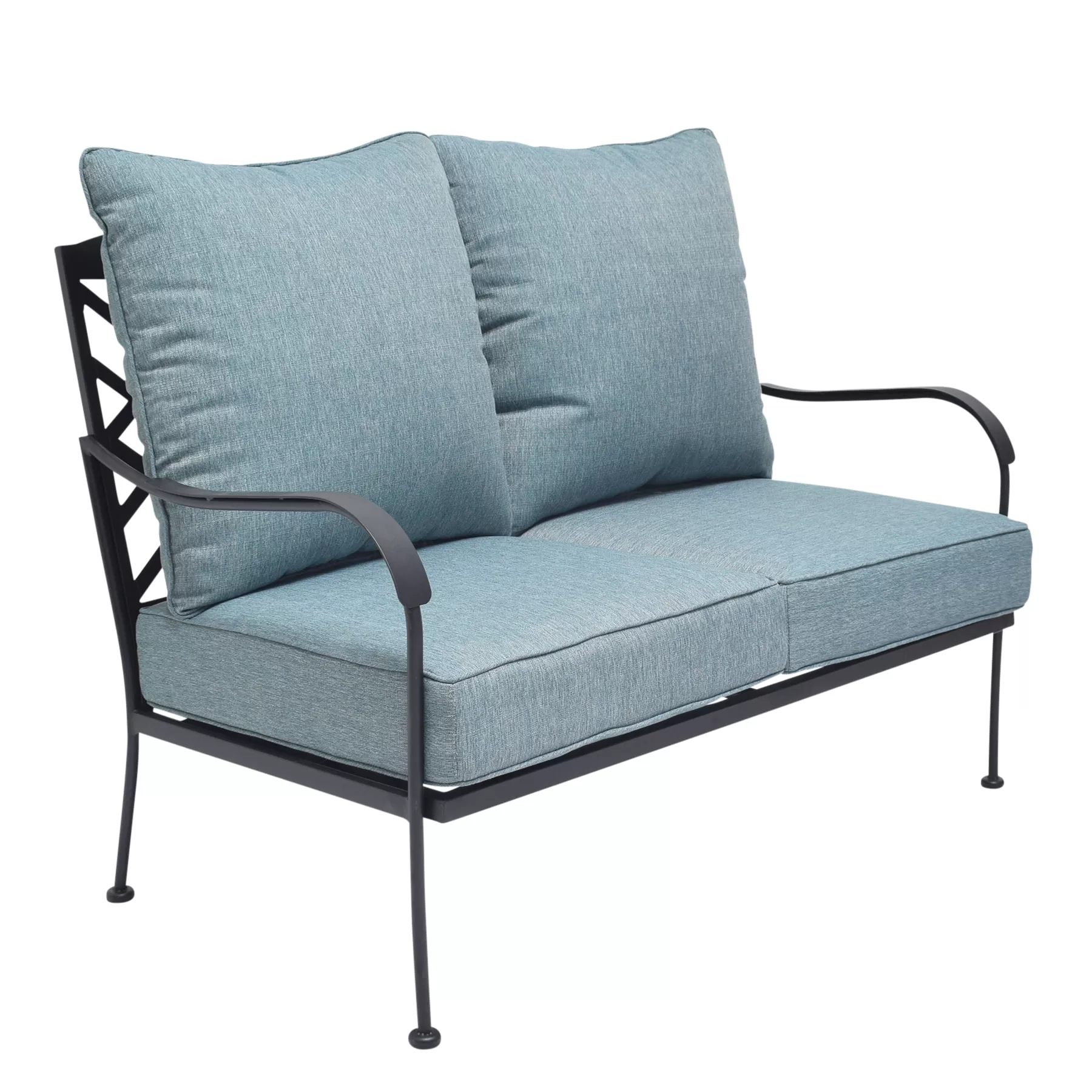 Style Selections San Terra 2-Piece Patio Conversation Set with Blue Cushions