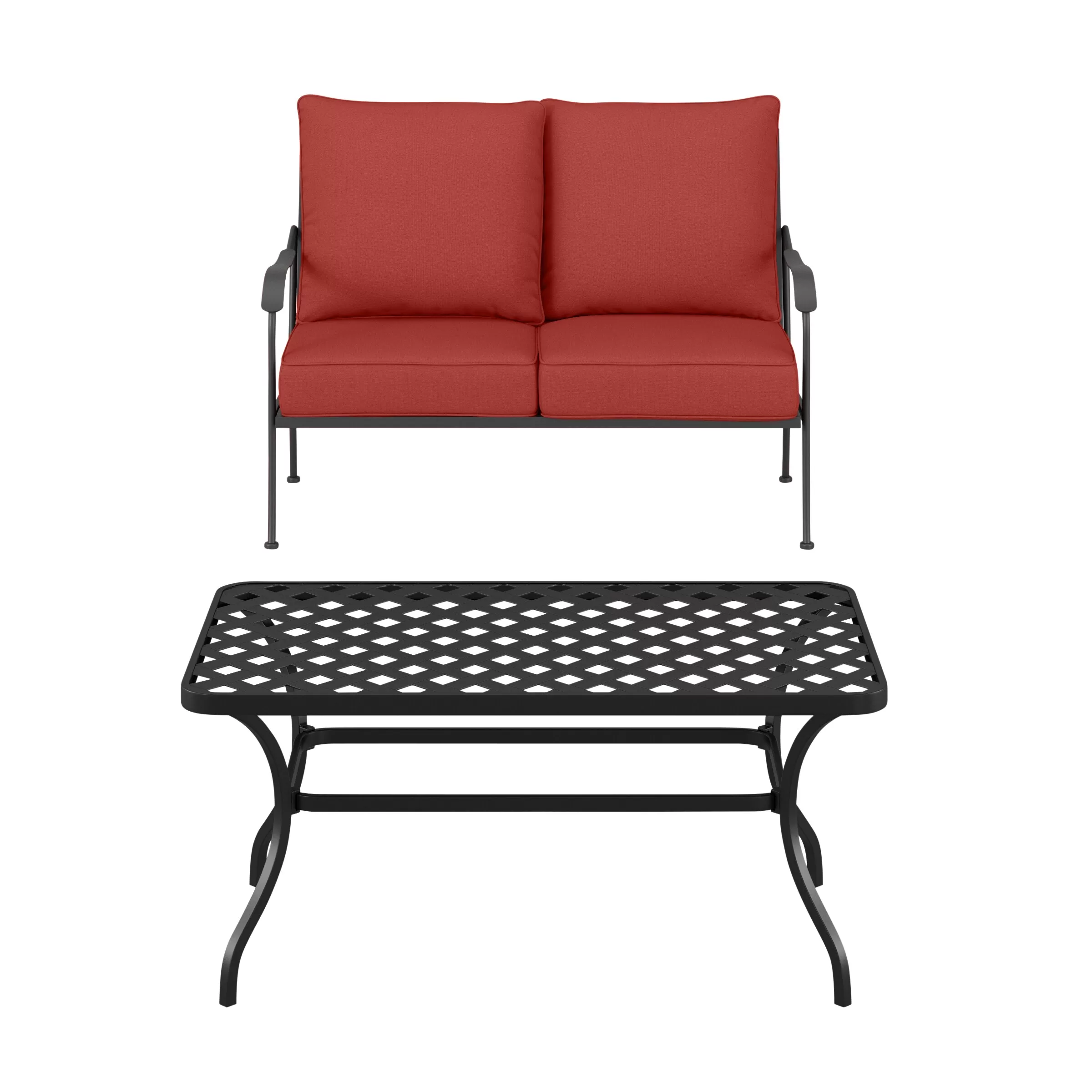 Style Selections San Terra 2-Piece Patio Conversation Set with Red Cushions